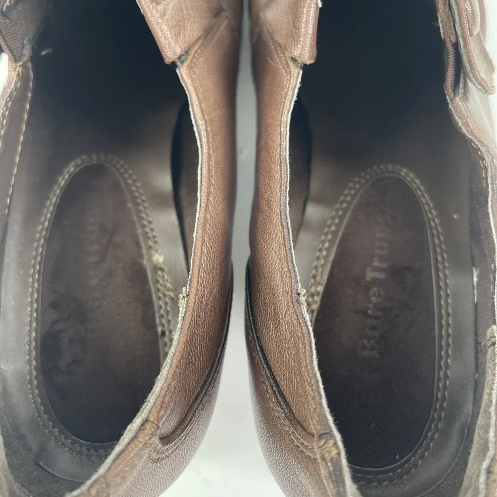Bare Traps Womens Size 8 Tyley Brown Leather Booties Slip On Shoes Heel Button - Picture 6 of 12